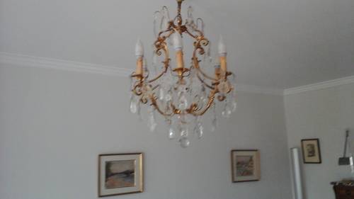 Lustre à pampilles en bronze