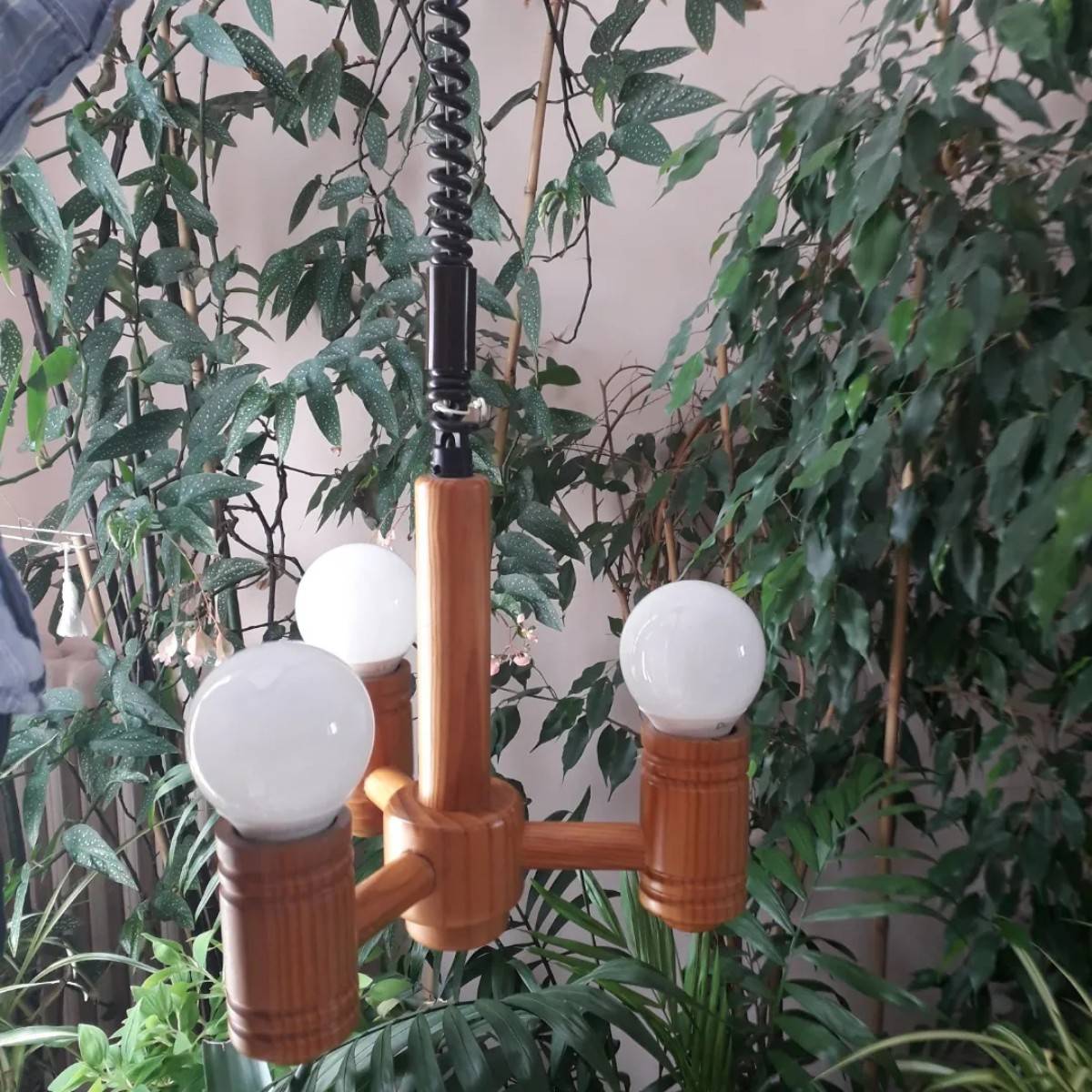 Lustre scandinave en bois vintage