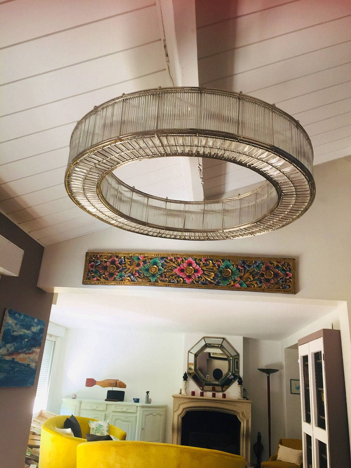 Lustre verre et métal design