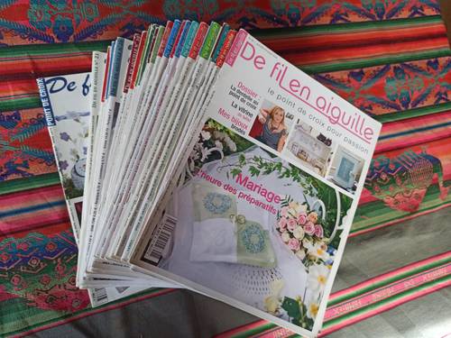 Lot magazine de broderie au point de croix : De Fil en Aiguille