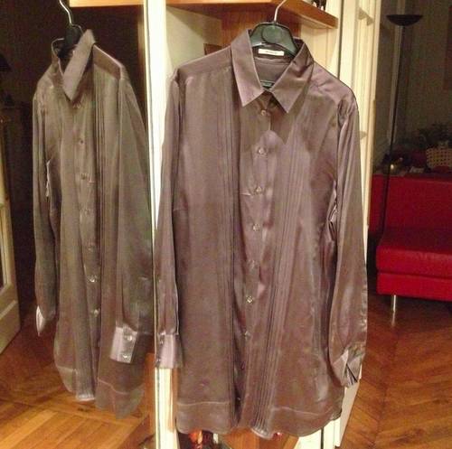 Magnifique Chemise Devernois taille 46 marron glacé 100% soie TBE