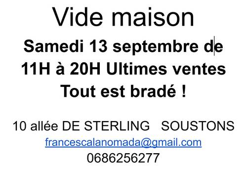 Vide maison 13 septembre