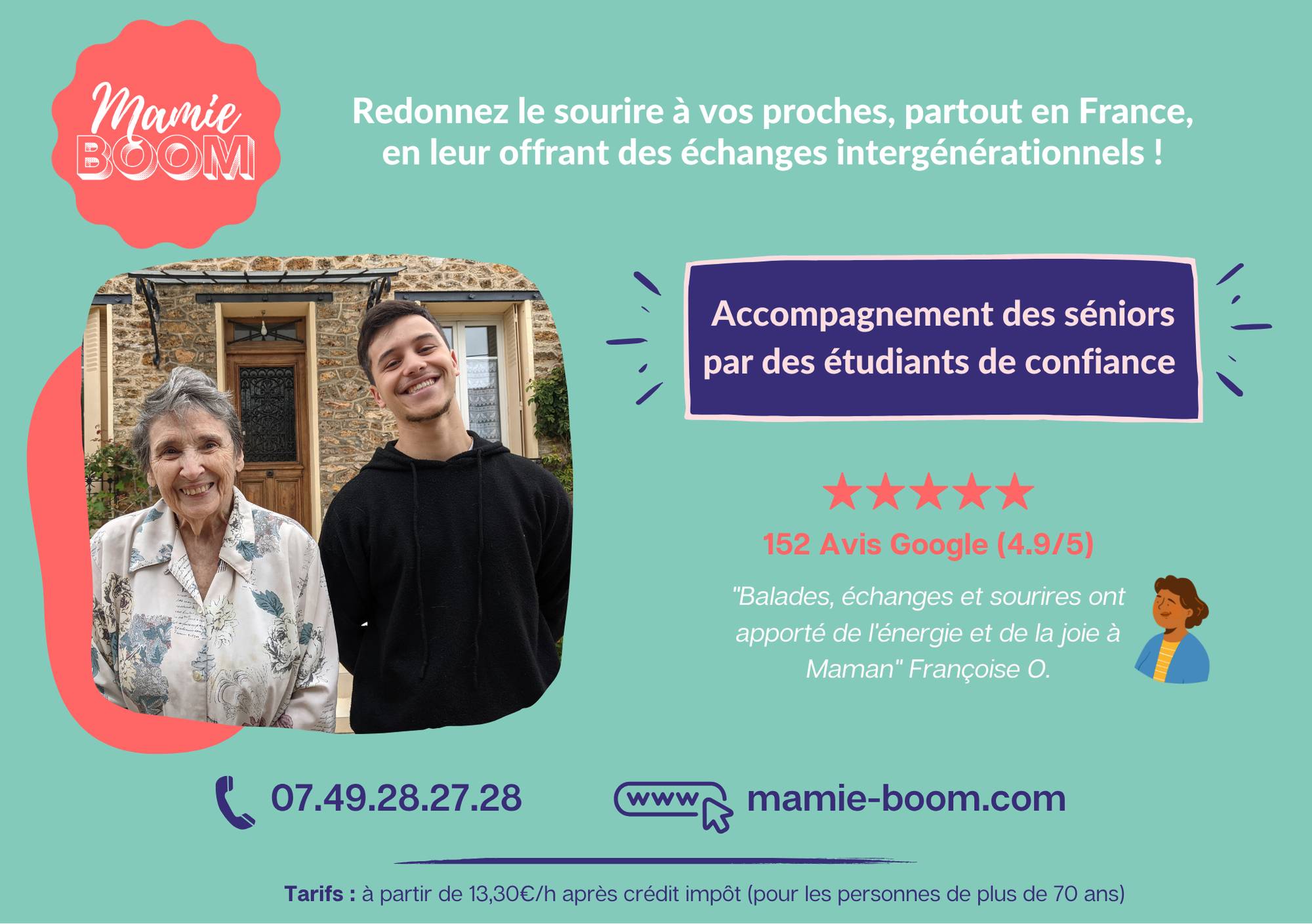 Mamie-Boom propose dames de compagnie étudiantes à Nice et aux alentours