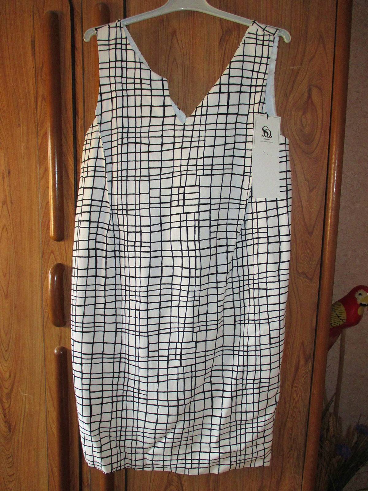 Robe sans manches Sinequanone (blanche avec motifs noirs), état neuf - S