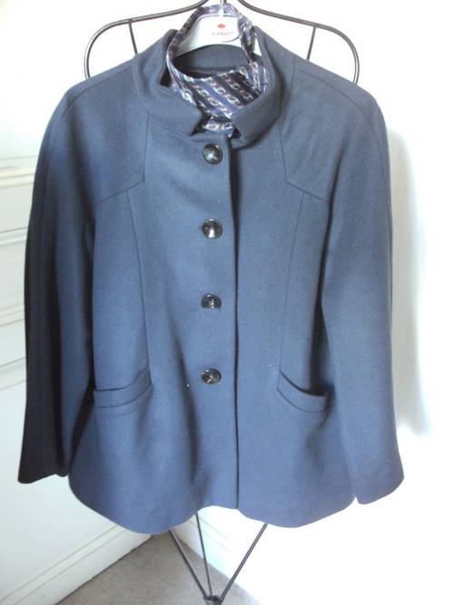 Vends manteau neuf bleu ardoise en laine et angora - Taille M