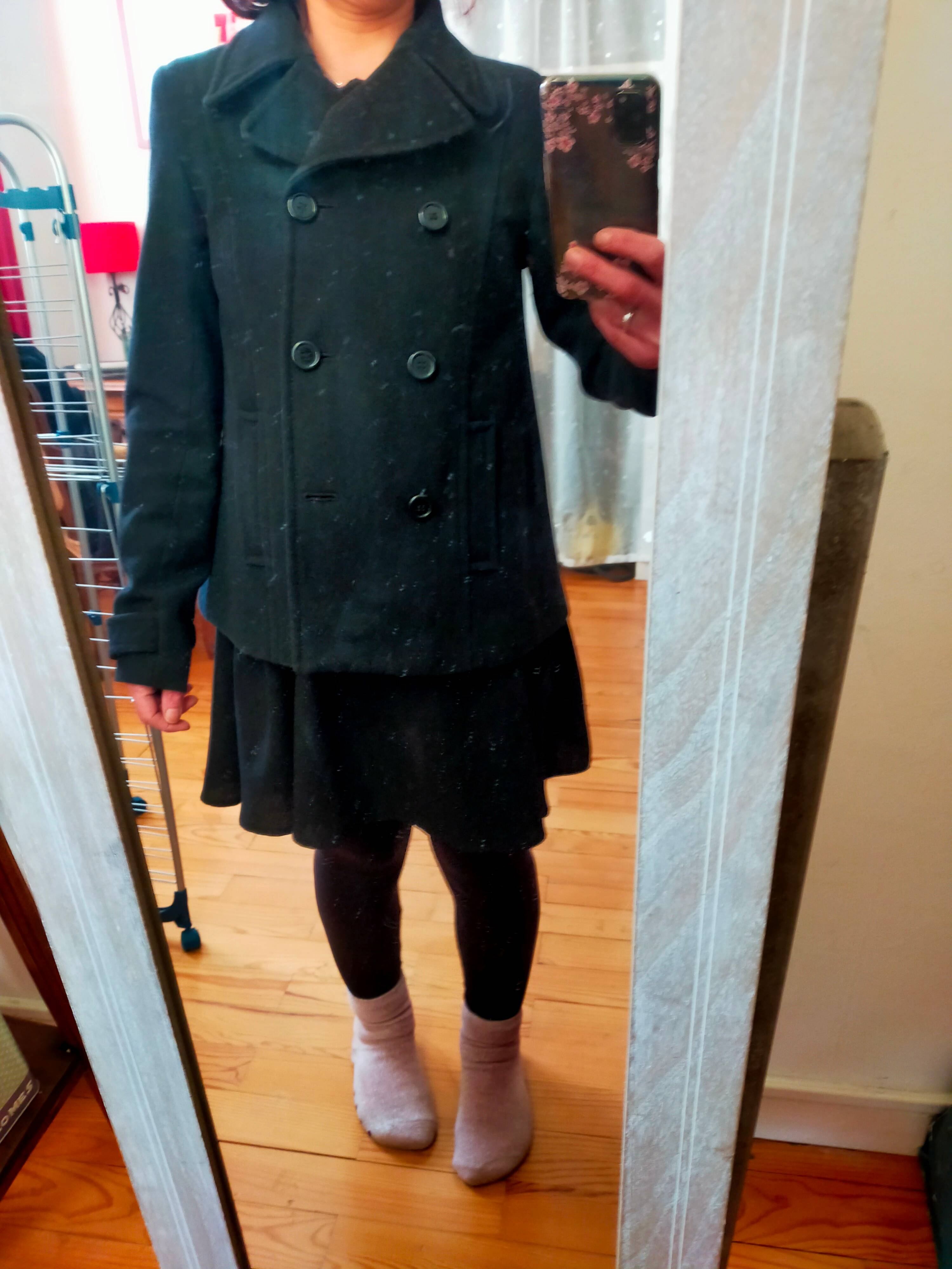 Beau manteau / veste noir en laine recyclée - Taille XS