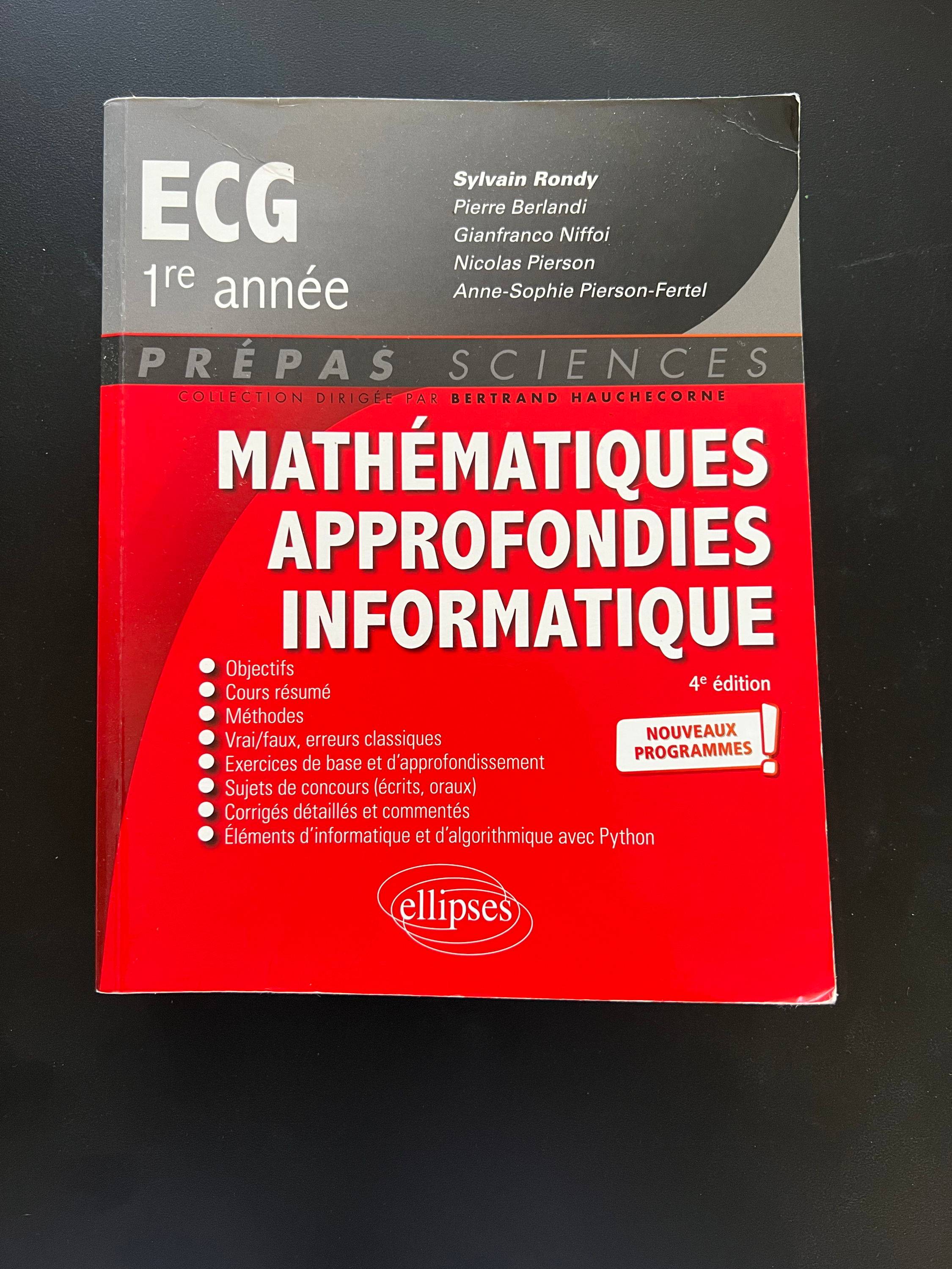 Mathématiques approfondies ECG (livre rouge)