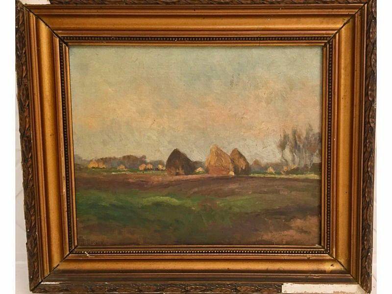 Vends tableau Meubles de foin au coucher du soleil (10A)