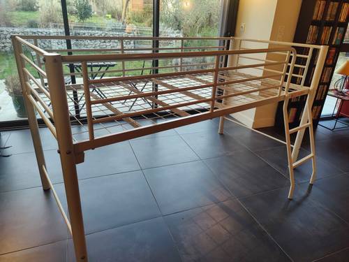 Lit mezzanine métal blanc