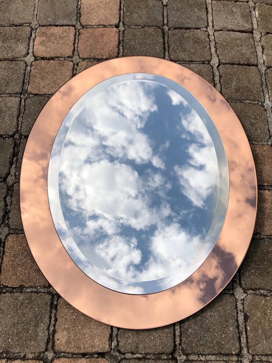 Miroir Antonio Lupi cuivre rose 1970
