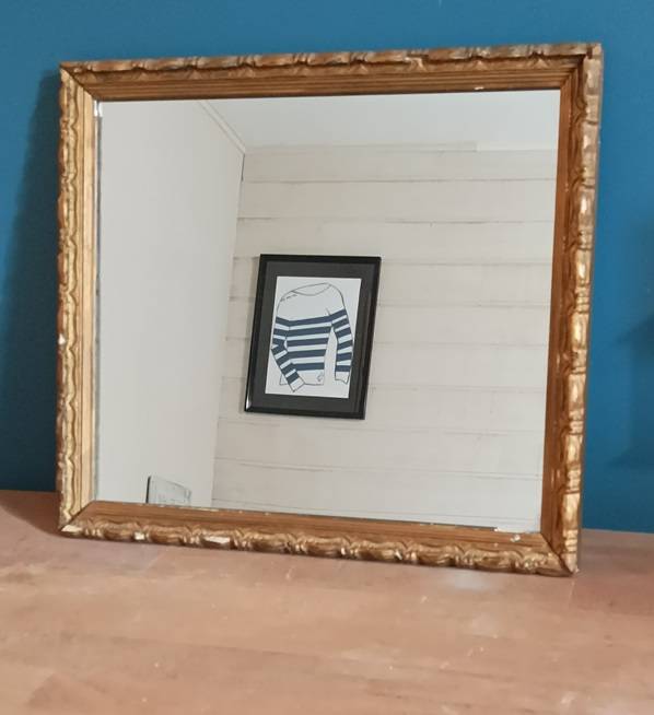 MIROIR En BOIS Stuc Dore Et VERRE BISEAUTE Style XIXe Glace Murale Art Classique 207165
