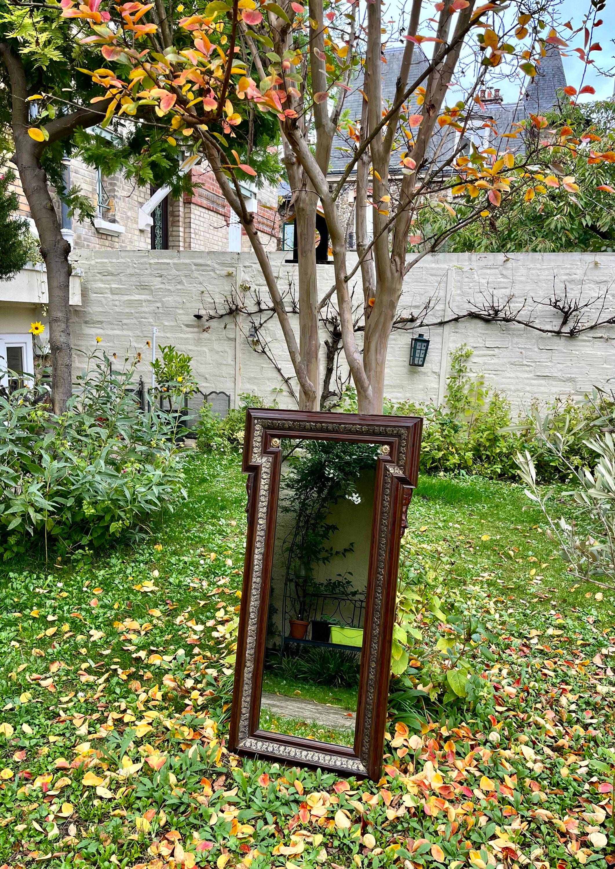 Vends miroir à coins en bois et laiton doré, style Napoléon