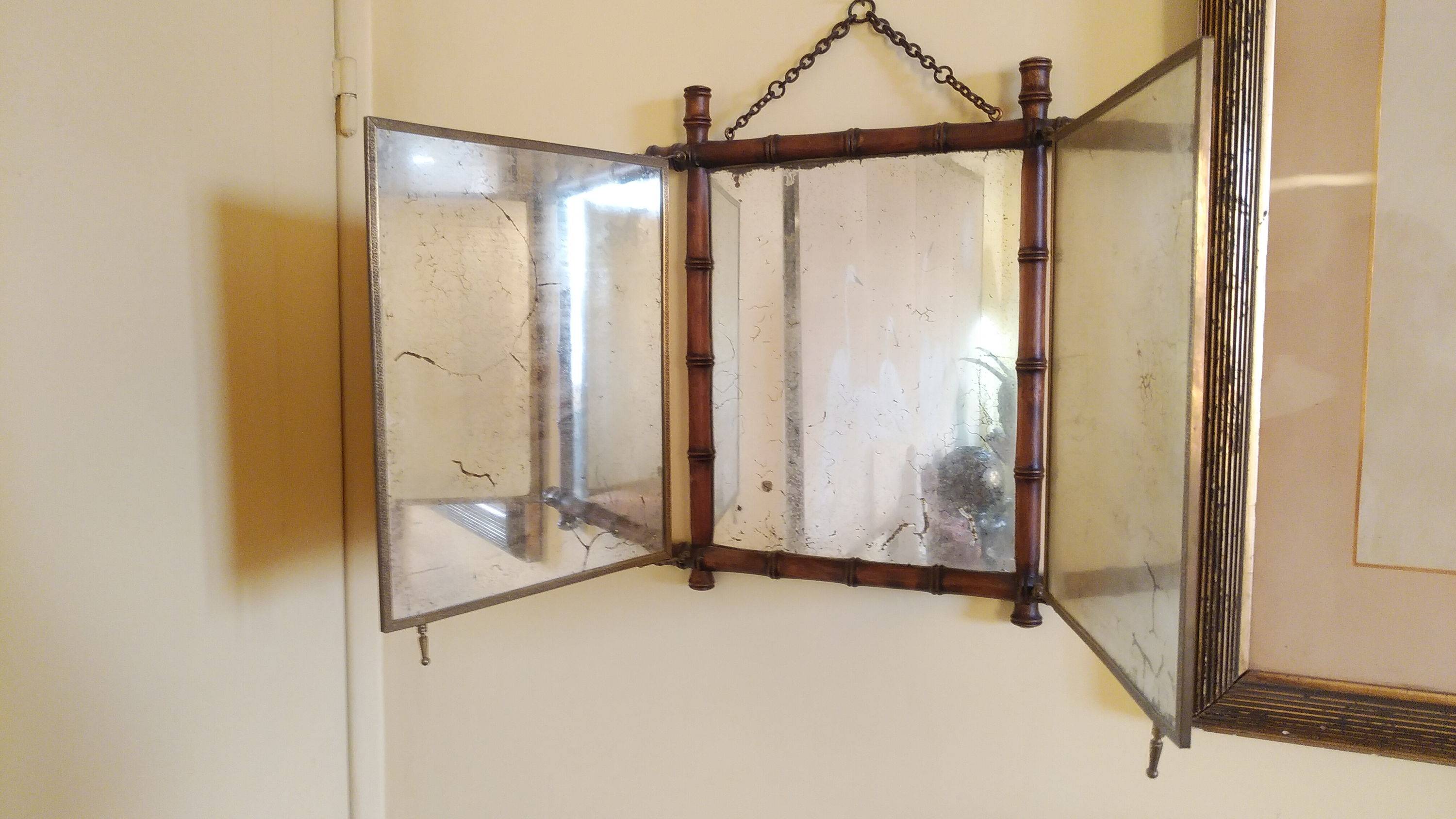 Vends miroir triptyque japonisant ancien