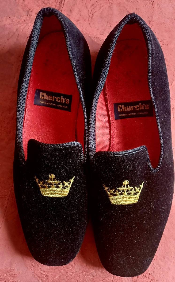 Mocassins en Velours, Couronne brodée, Church’s 44.5