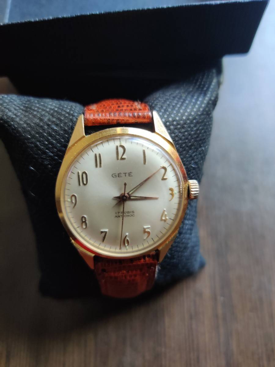 Vends montre rare ancienne mécanique Gété plaqué or, années 50, mixte homme femme, révisée