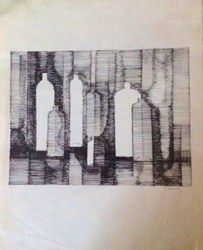 Nature morte à l’encre de Chine signée