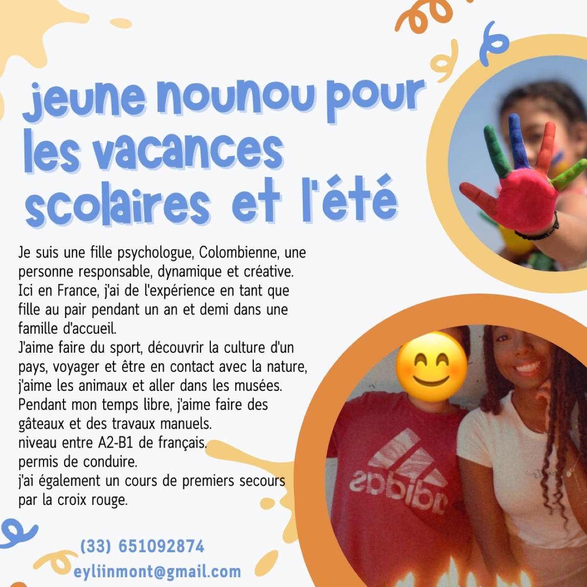 Nounou disponible pour les vacances scolaires et l’été sur Gens de Confiance