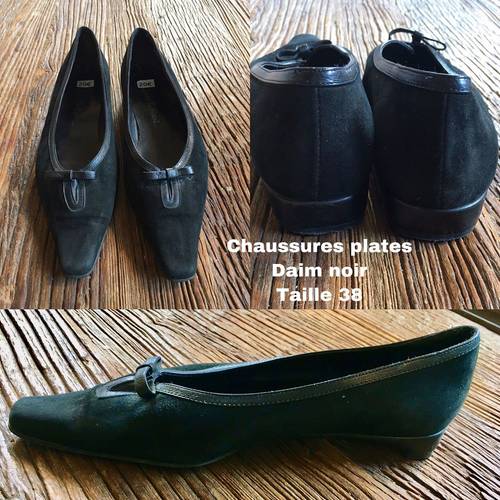 Paire de chaussures en daim noir. Taille 37,5