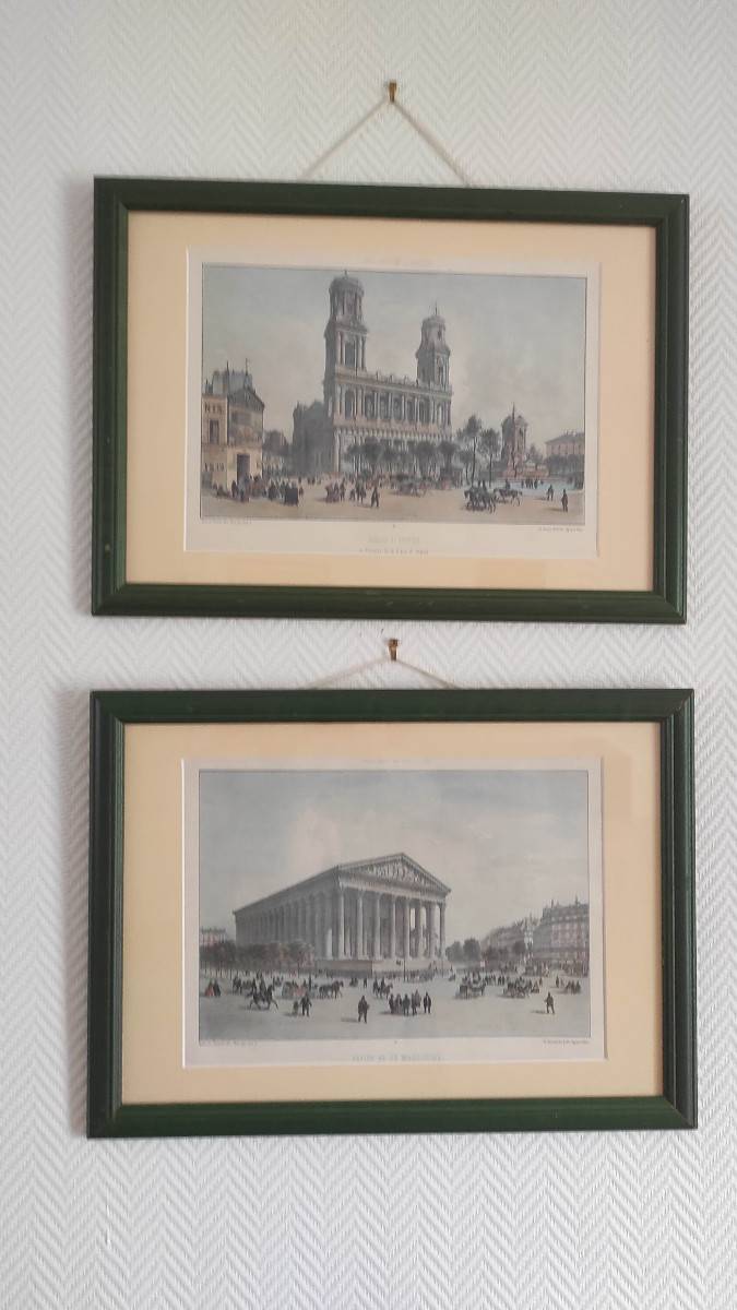Paire de gravures Eglise de La Madeleine / Saint Sulpice