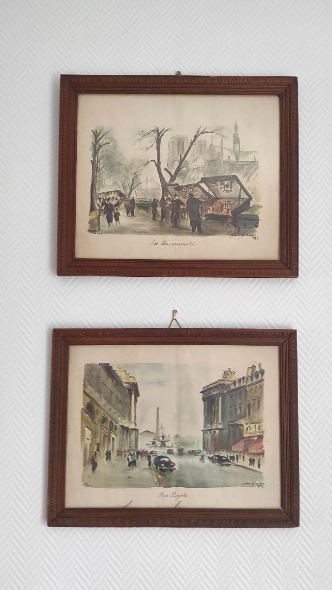 Paire de gravure sérigraphique parisienne / Royal Bouquinistes