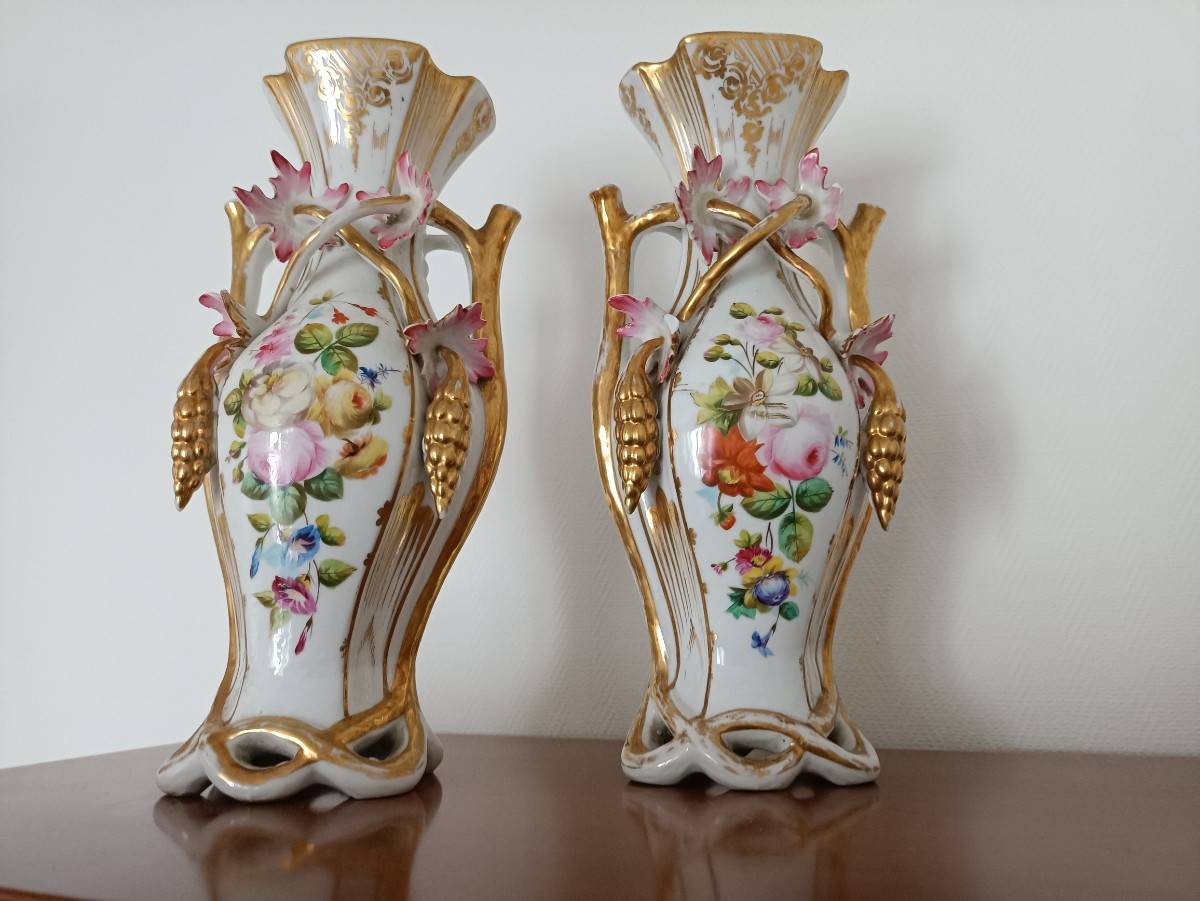 Paire de vases porcelaine de Paris