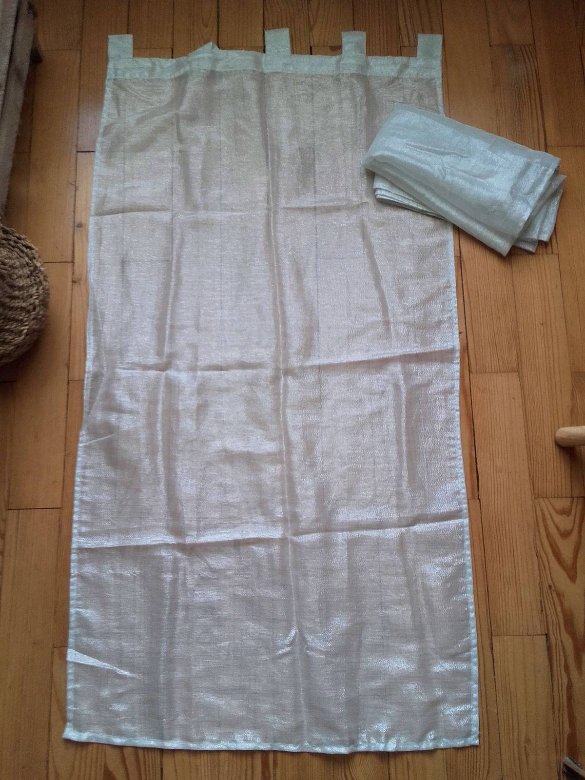 Paire de voilages blancs-argent pailletés 60 x 120 cm