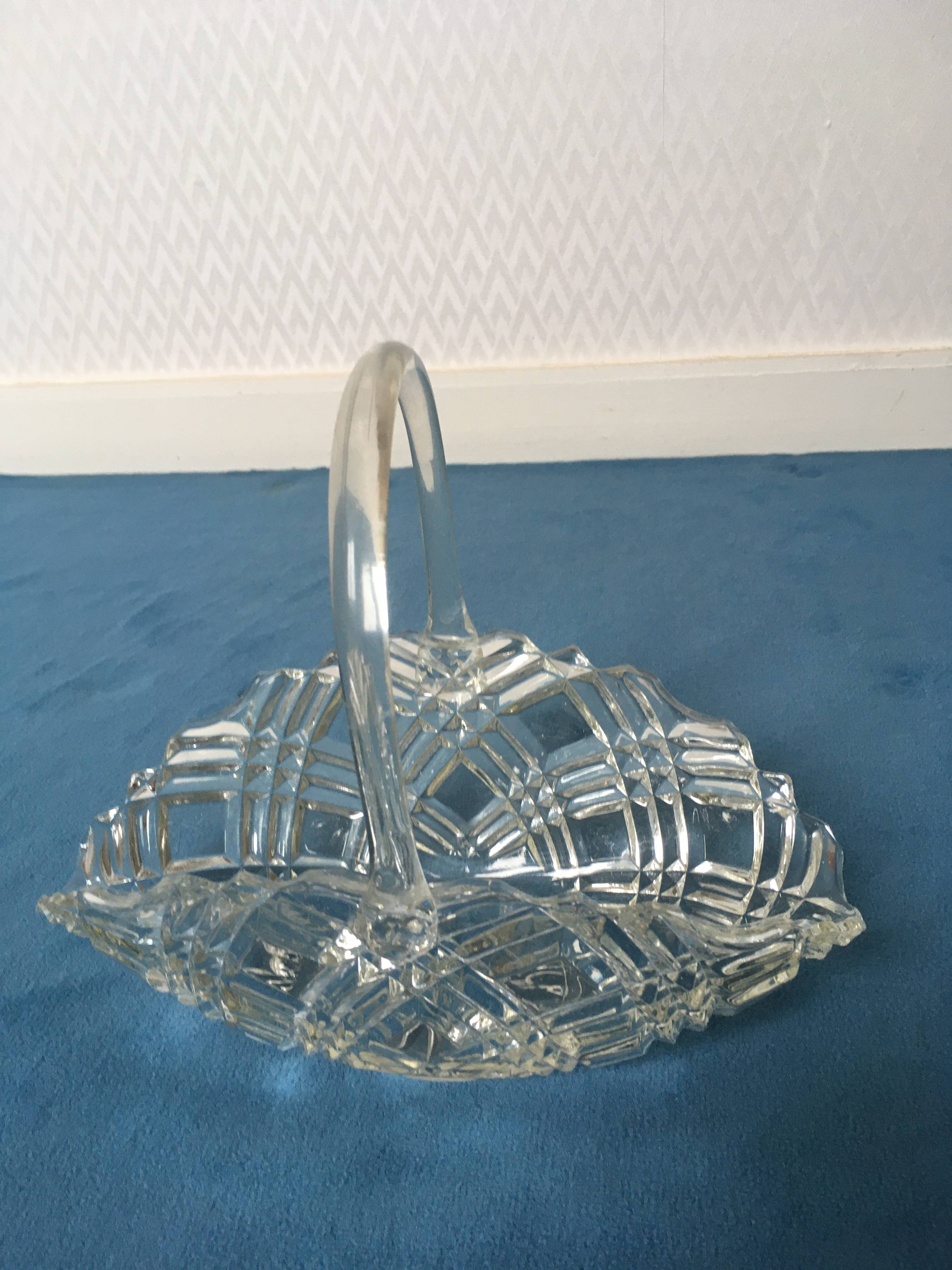 Grand Panier en cristal 30 cm coupe à fruits ou décoration