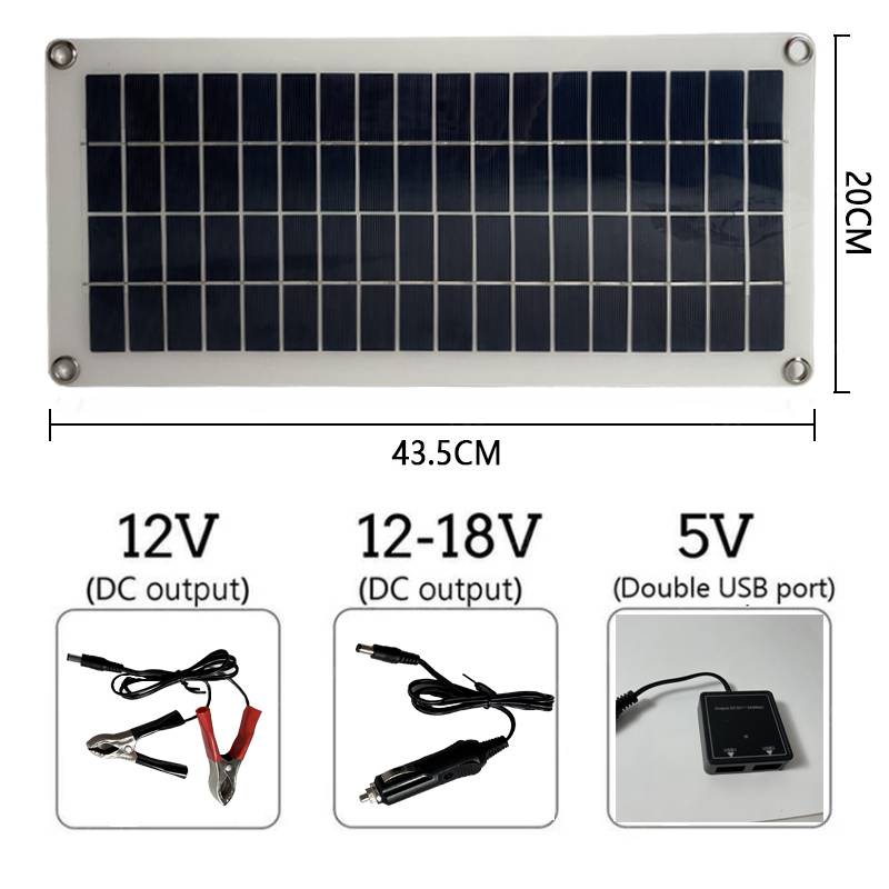 Panneau Solaire Flexible 100W Monocristallin + Contrôleur 10A – USB – Camping-car, Bateau, Caravane, 12V/24V
