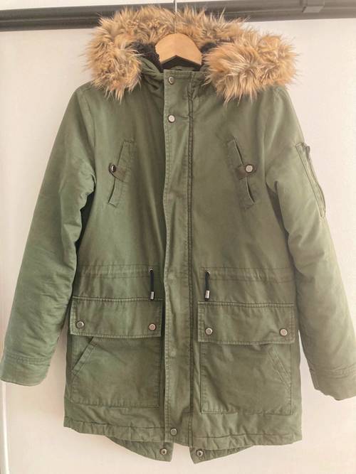 Parka chaude à capuche garçon, taille 14 ans kaki