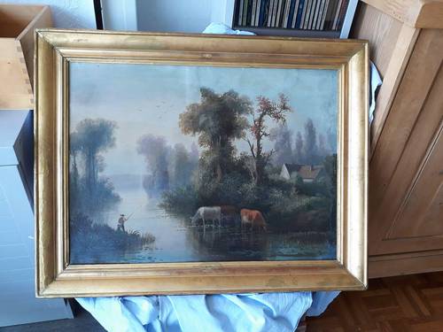 Peinture ancienne de paysages bucoliques