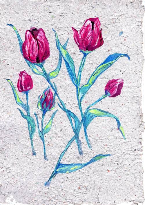 Peinture à la gouache tulipes