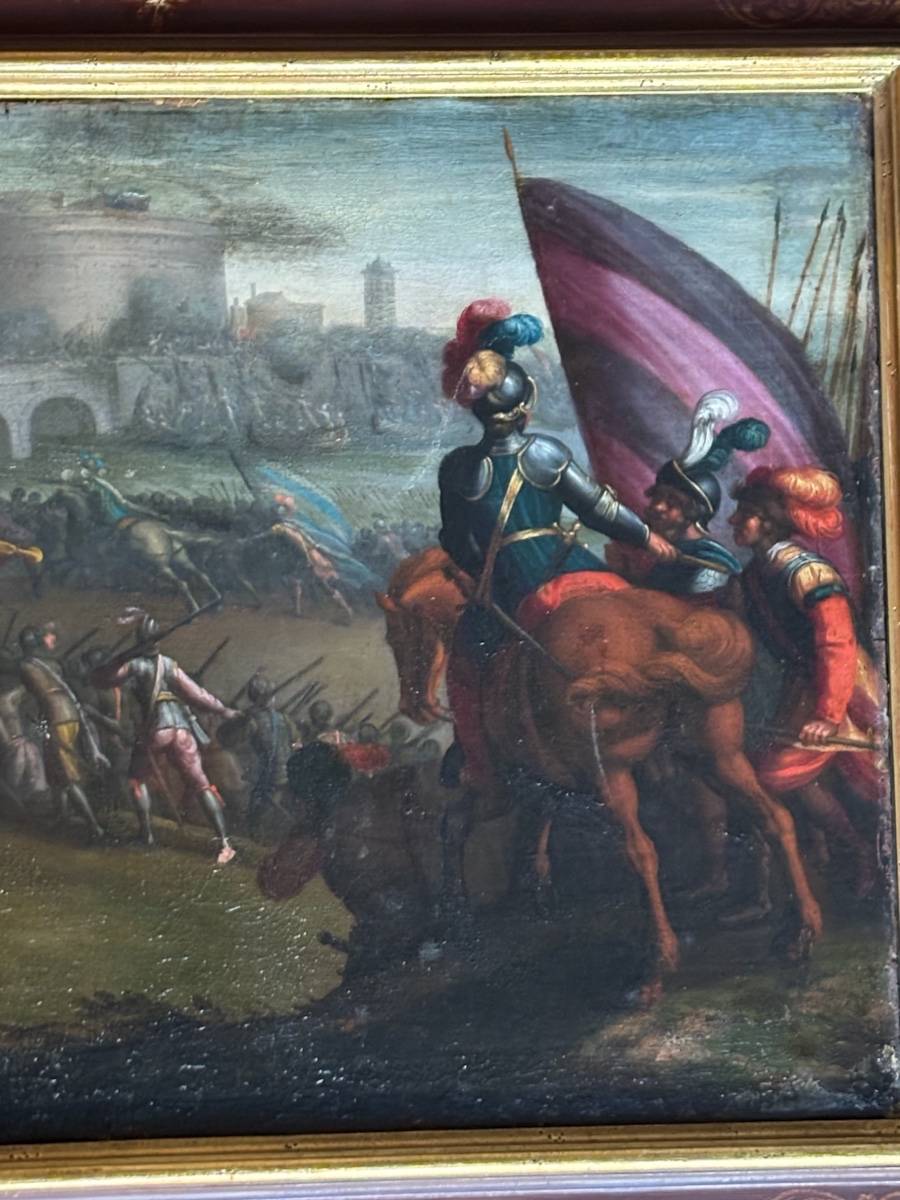 Vends peinture tableau huile sur toile XIXème scène de bataille ...