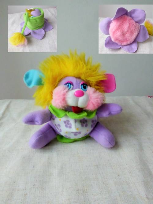 Peluche popples Fleur, pétales lavande, vintage 1987