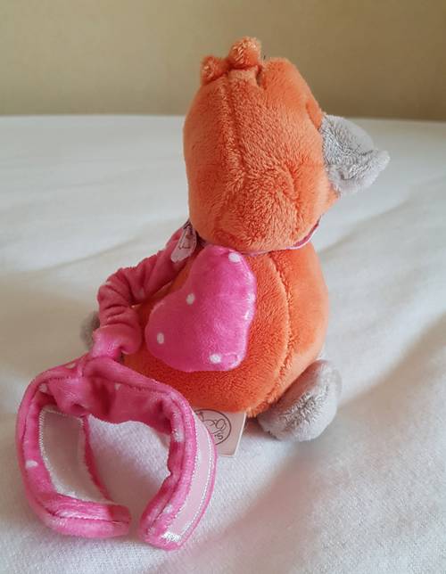 Peluche veloudoux Noukies, orange et rose, 15 cm