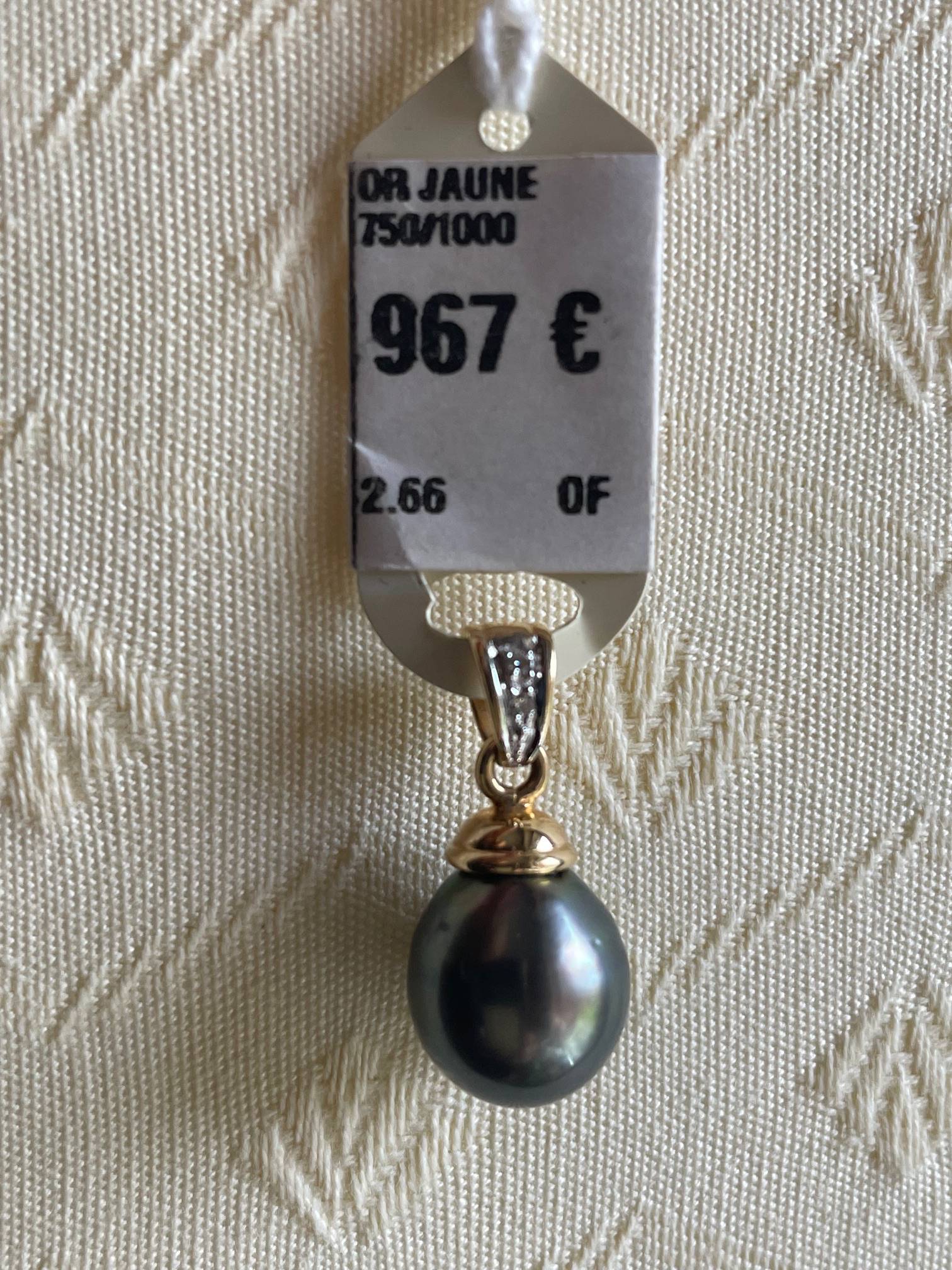 Pendentif Or Blanc 18 Carats (750‰) Avec Perle De Culture Grise - Occasion