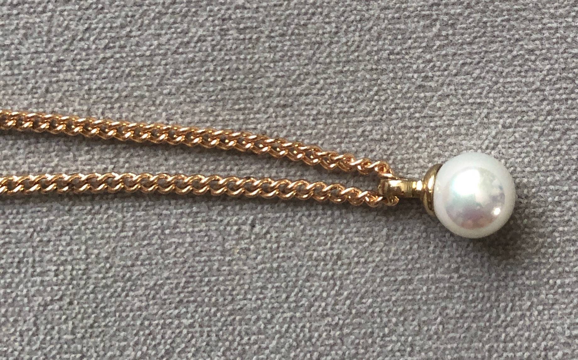 Pendentif plaqué or perle de culture tendance grise 9mm neuf