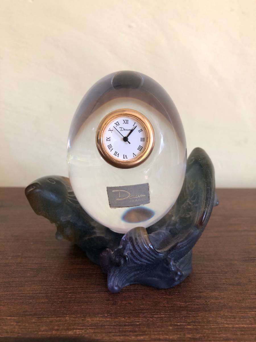 Œuf pendule poisson Daum rare et ancien