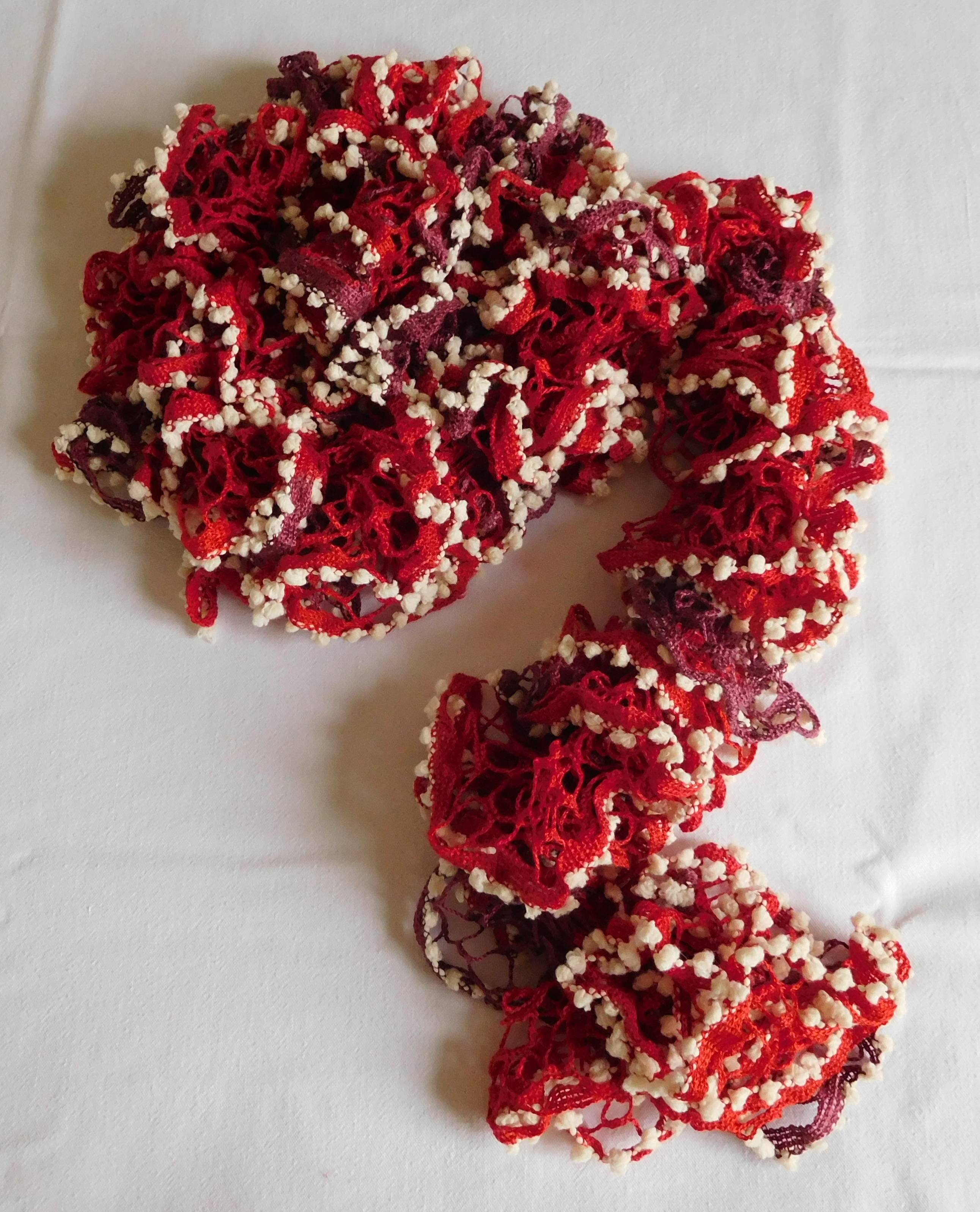 Petit boa coton (rouge et bordeaux)