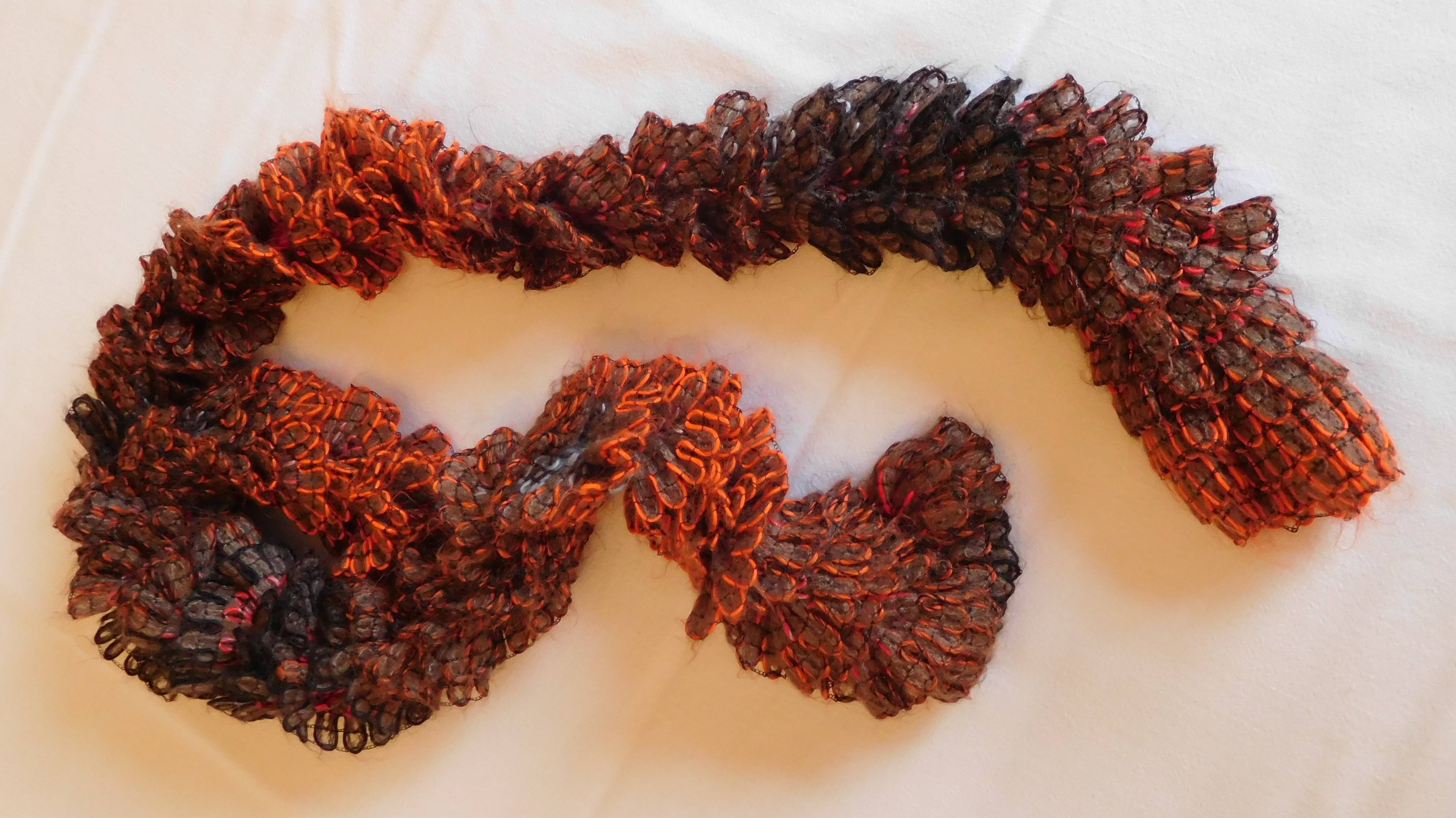 Petit boa laine (orange et brun)