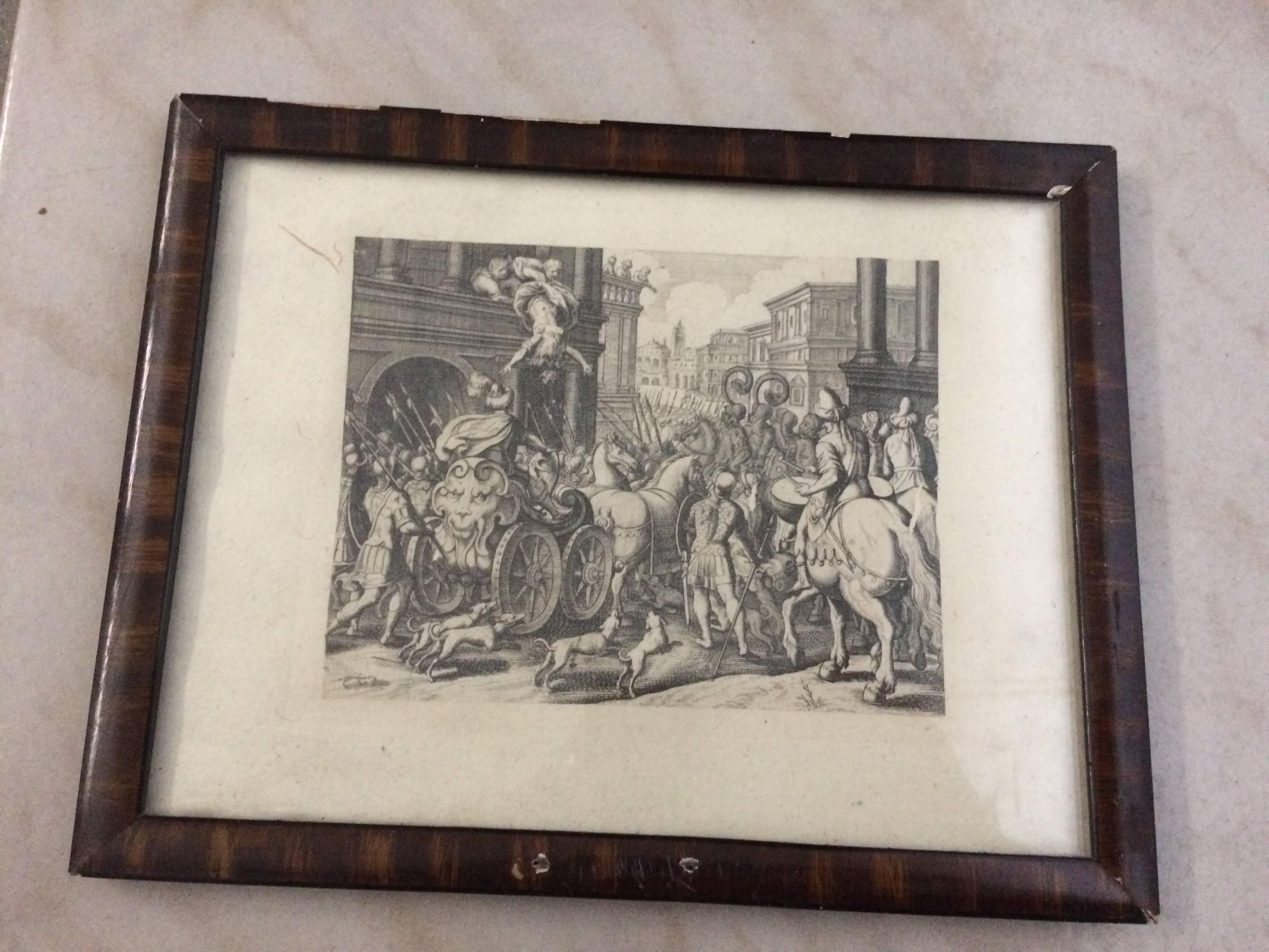 Petite gravure de philippe ou Théodore GALLE(?) on Gens de Confiance