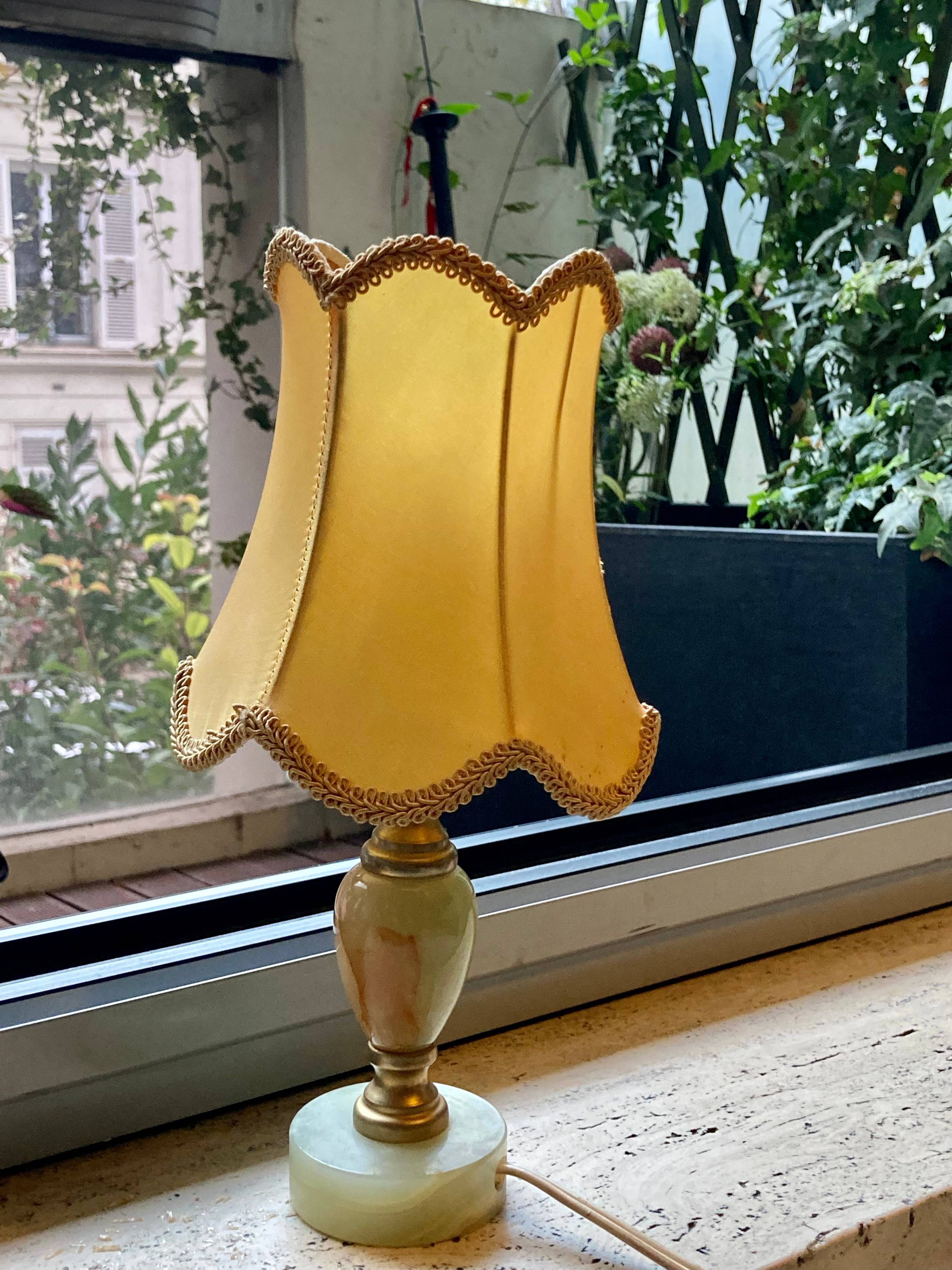 Petite lampe ancienne - onyx et laiton
