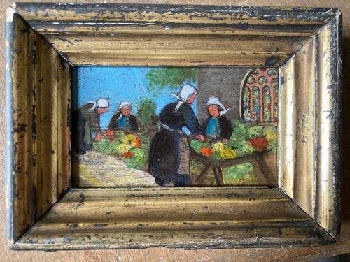 Vends petite peinture sur bois, marché en Bretagne