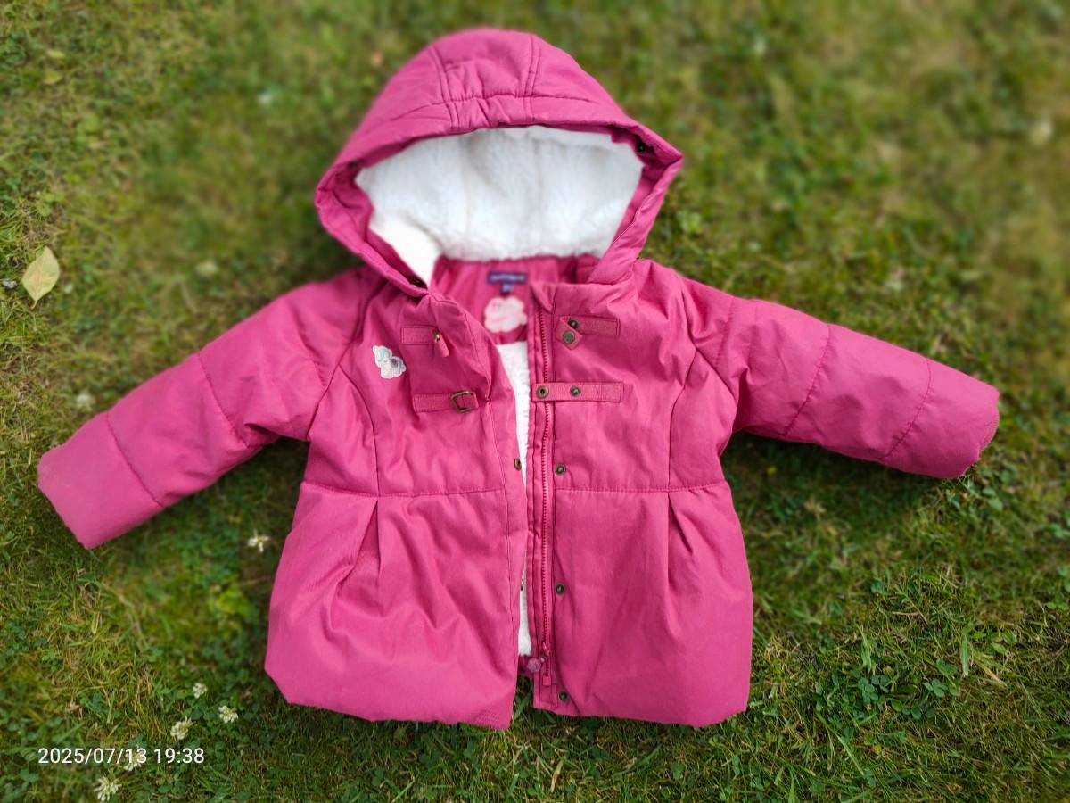 Vends petite veste anorak doudoune rose doublée - Taille 18 mois