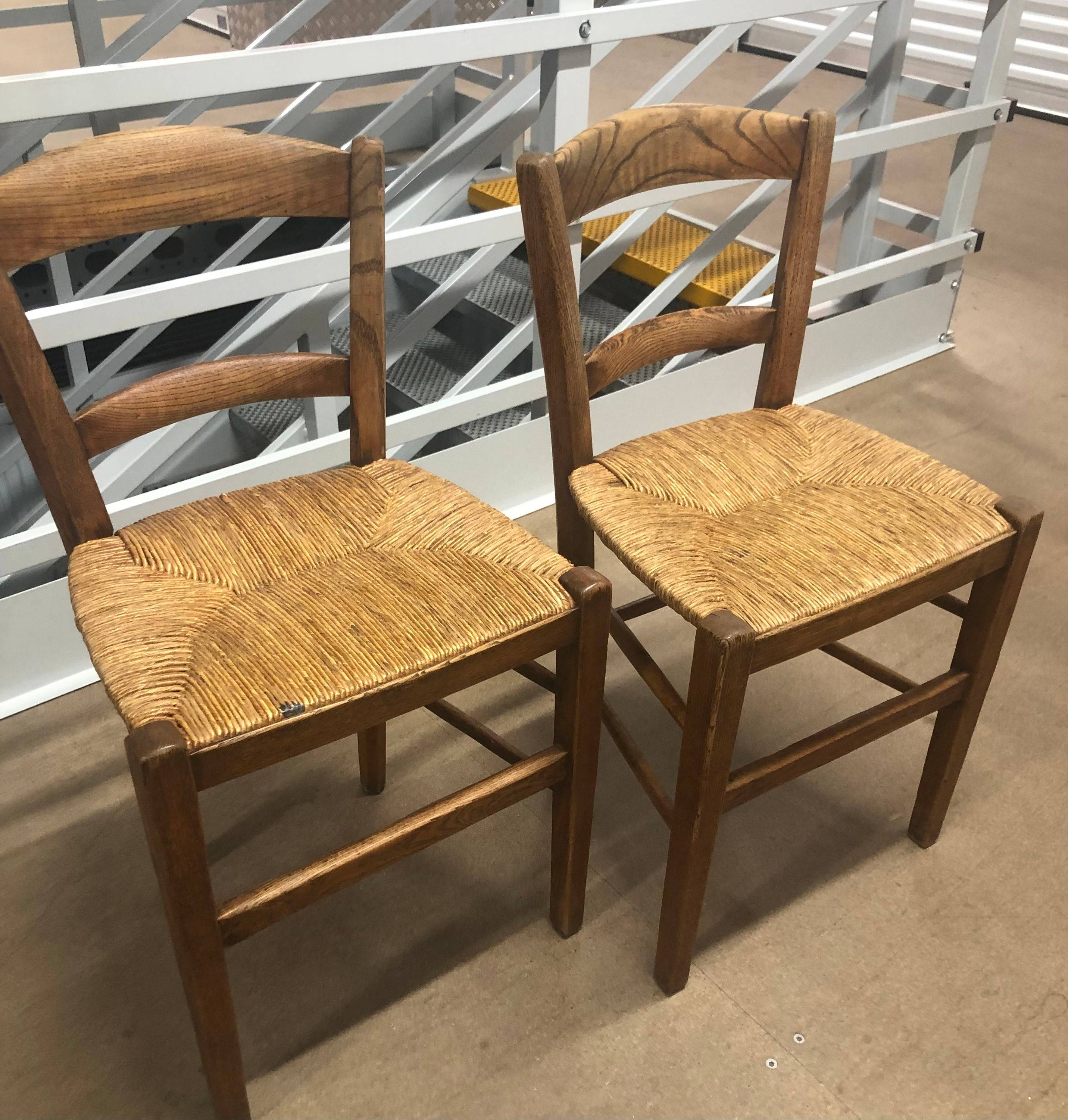 Lot 6 petites chaises bistrot anciennes assises paillées