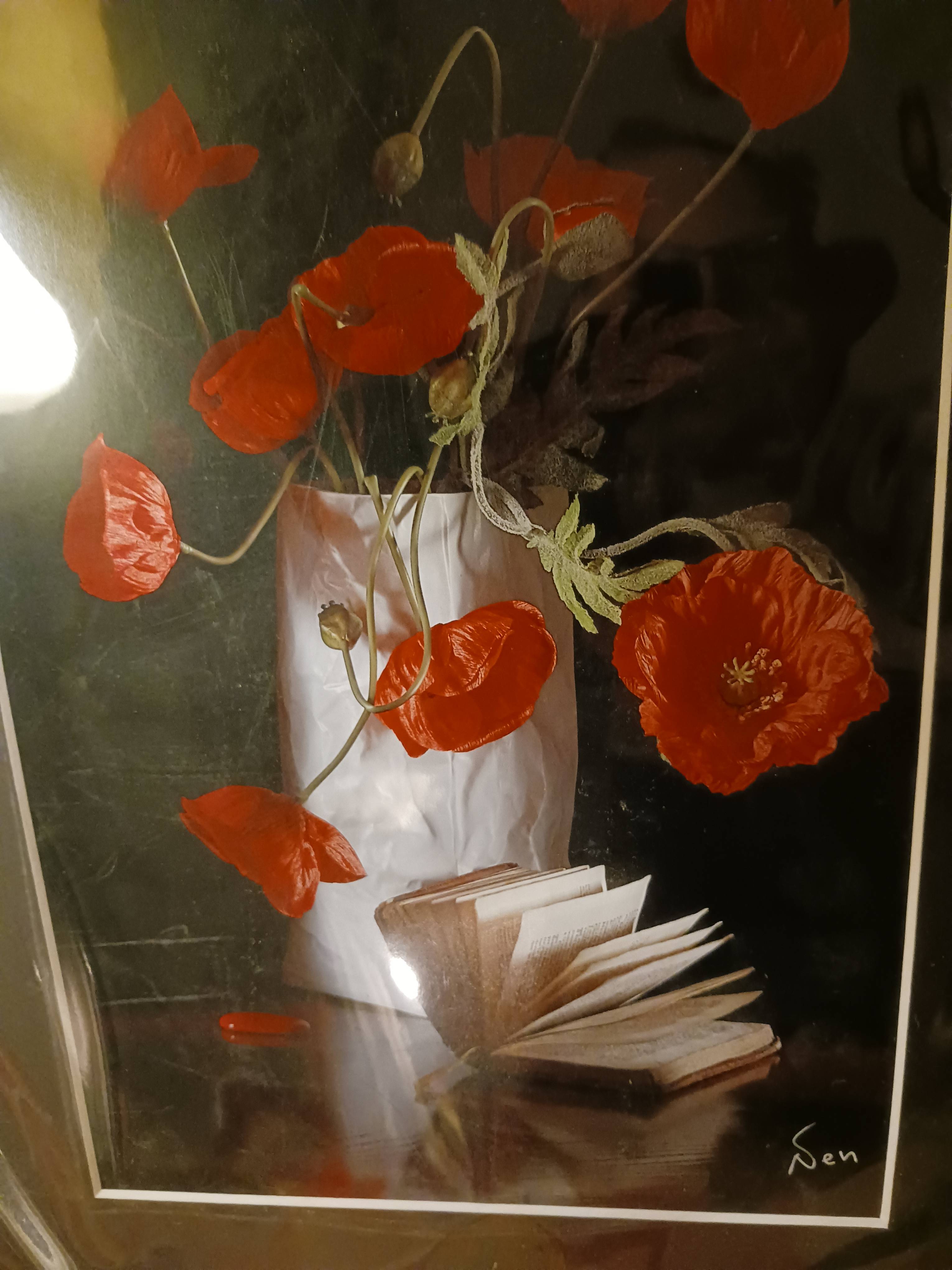 Photo : pavots au vase blanc, tirage limité, J.P Betton