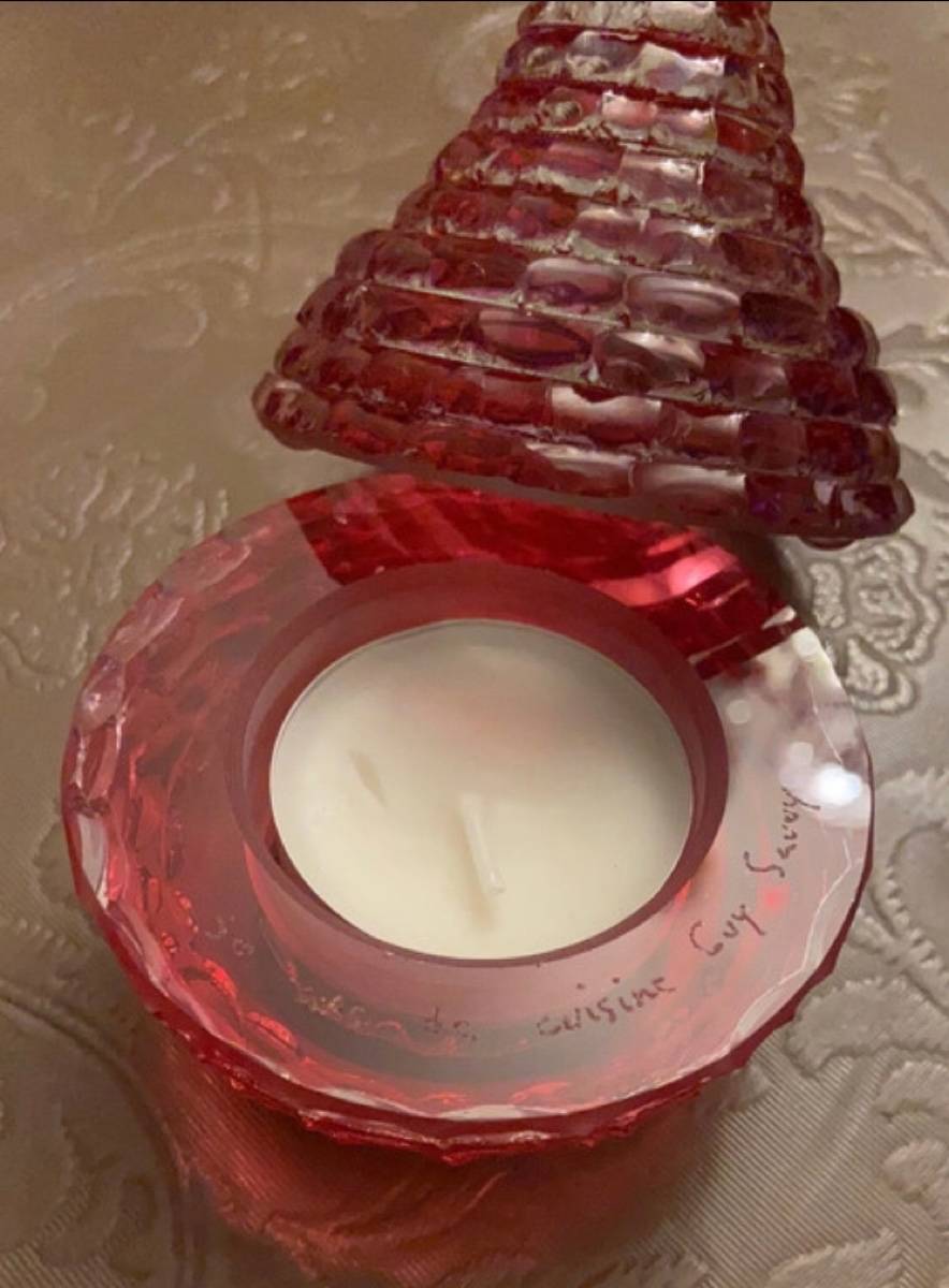 Vends photophore cristal rouge chef étoilé Guy Savoy