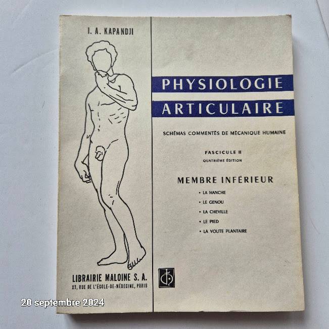 Vends physiologie articulaire, schémas commentés de la mécanique humaine, 1977