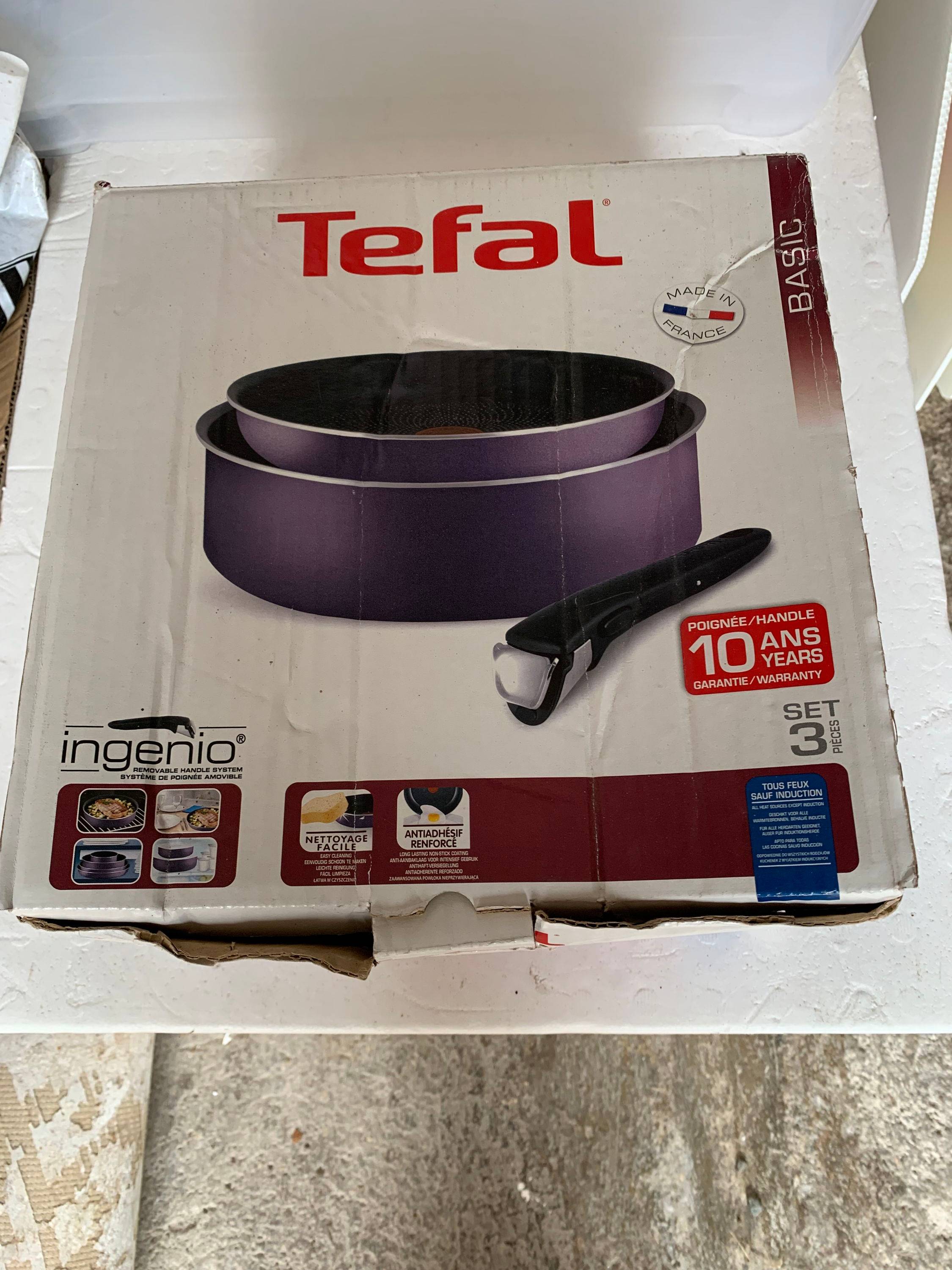 Vends set de 3 pièces : poêle, sauteuse et poignée neuves Tefal Ingenio