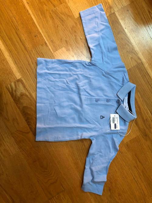 Polo piqué manches longues ciel Acanthe, taille 18 mois