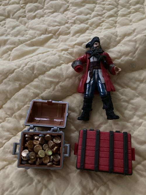 Pirate avec deux coffres avec pièce or